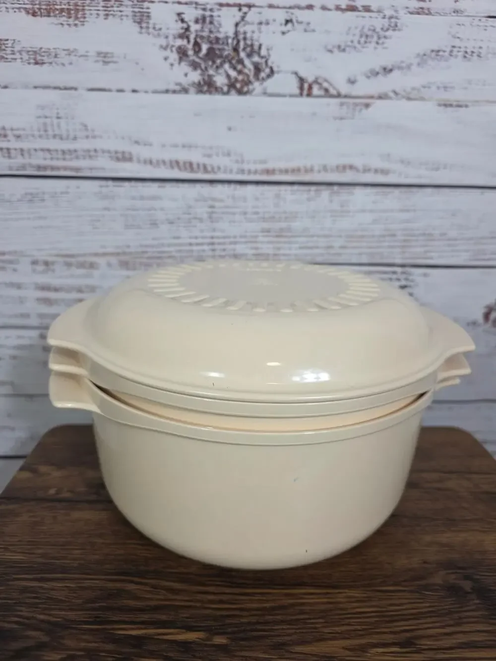 VTG Tupperware Almond Stack Cooker Microwave Tupperware Casserole 4 Piece